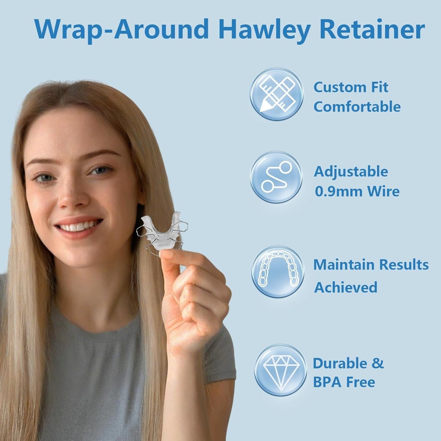 Custom Fit Hawley Retainer after Braces, Durable Dental Retainer, Upper & Low...