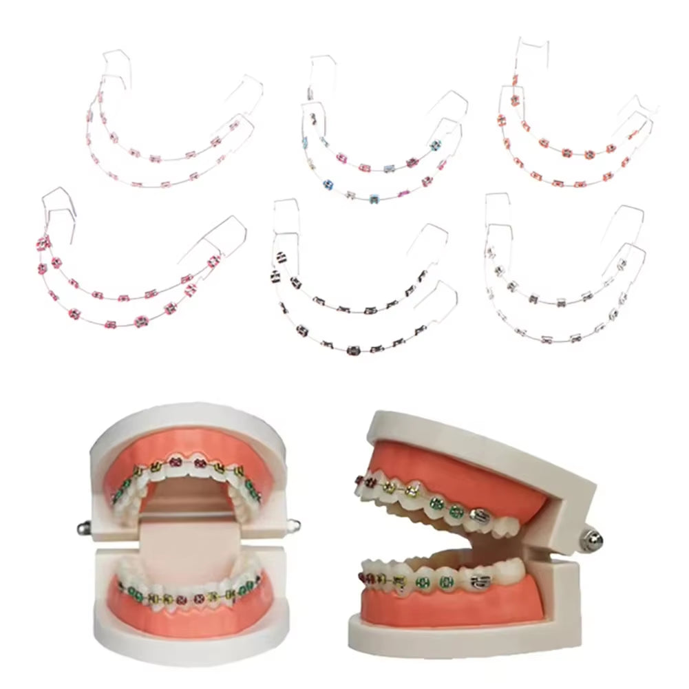 1 Pair Temporary Tooth Decoration Dental Fake Braces with Metal Wires & Bracket Dental Metal Bracket Dental Tool for Tooth Decor