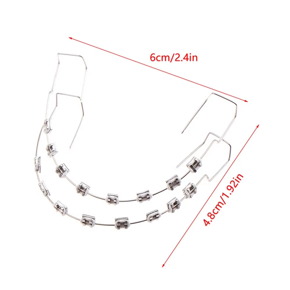 1 Pair Temporary Tooth Decoration Dental Fake Braces with Metal Wires & Bracket Dental Metal Bracket Dental Tool for Tooth Decor
