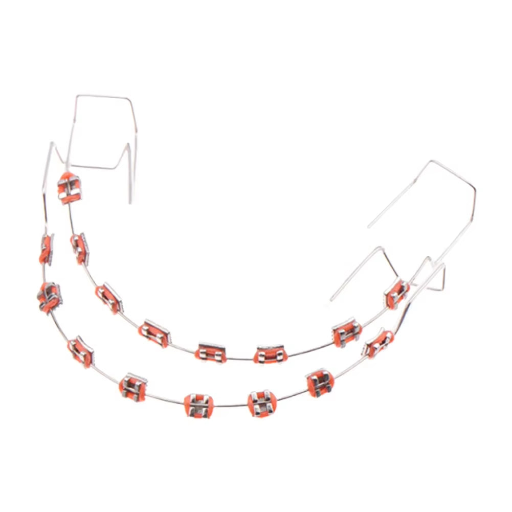 1 Pair Temporary Tooth Decoration Dental Fake Braces with Metal Wires & Bracket Dental Metal Bracket Dental Tool for Tooth Decor