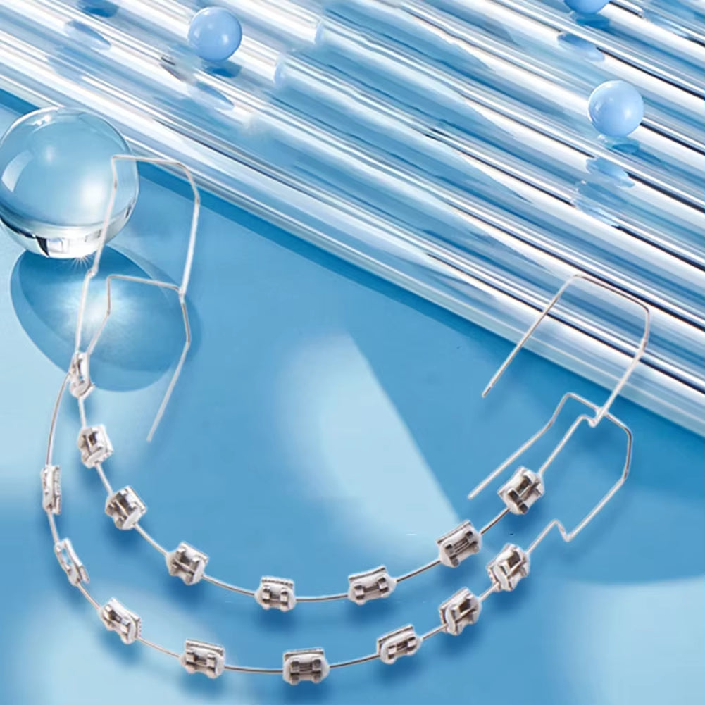 1 Pair Temporary Tooth Decoration Dental Fake Braces with Metal Wires & Bracket Dental Metal Bracket Dental Tool for Tooth Decor