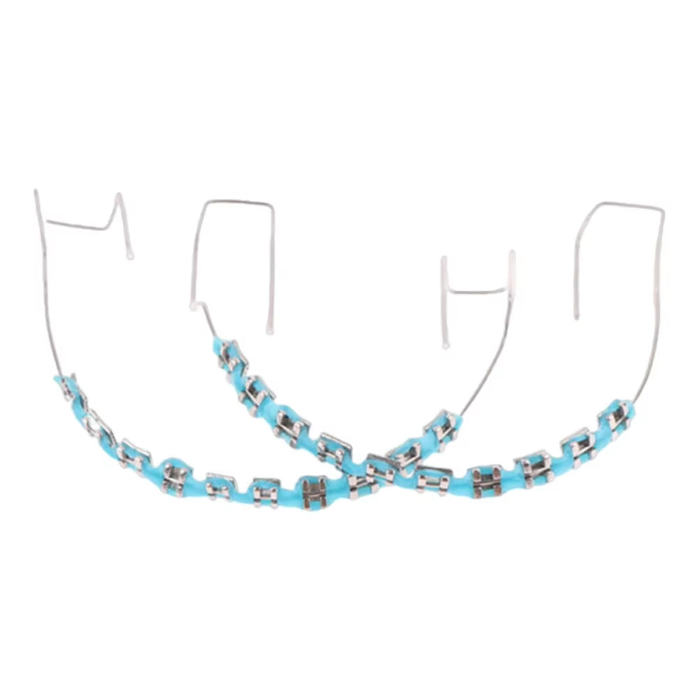 1 Pair Temporary Tooth Decoration Dental Fake Braces with Metal Wires & Bracket Dental Metal Bracket Dental Tool for Tooth Decor