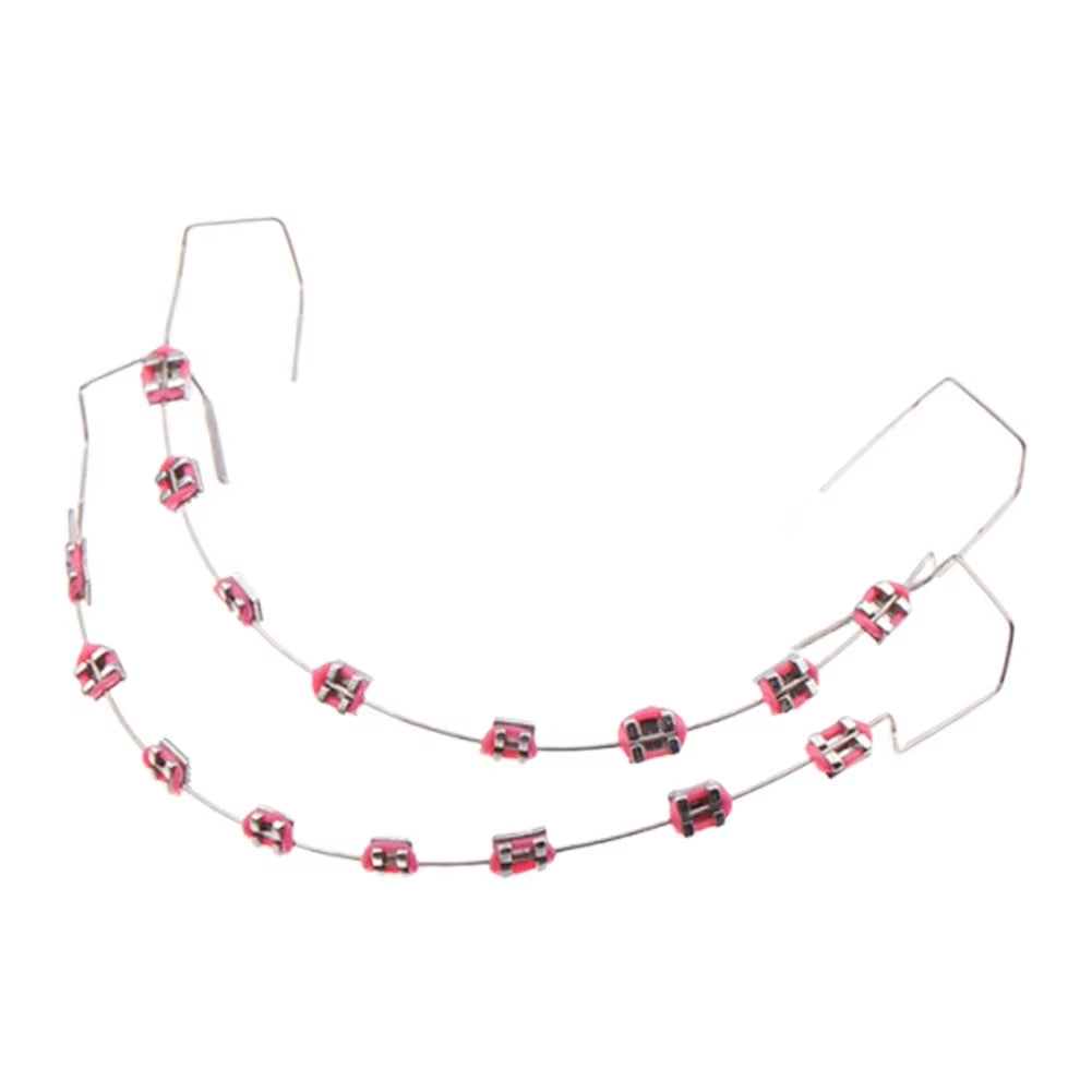 1 Pair Temporary Tooth Decoration Dental Fake Braces with Metal Wires & Bracket Dental Metal Bracket Dental Tool for Tooth Decor