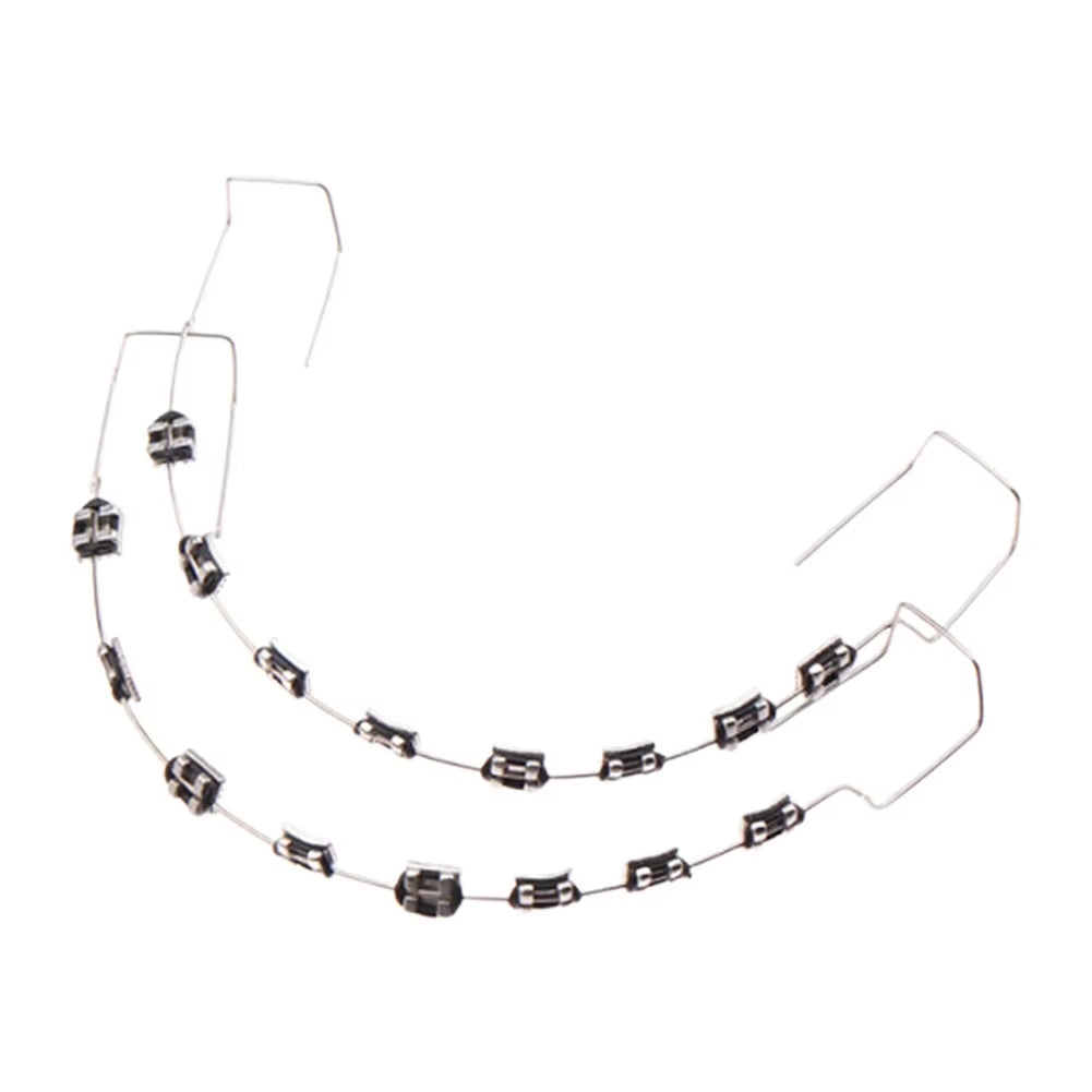 1 Pair Temporary Tooth Decoration Dental Fake Braces with Metal Wires & Bracket Dental Metal Bracket Dental Tool for Tooth Decor